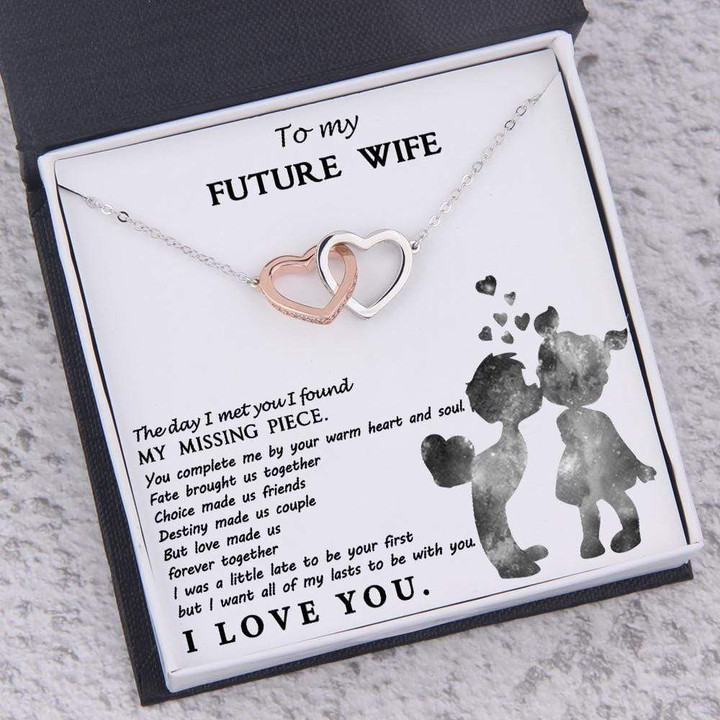 Love Made Us Forever Together Gift For Wife Future Wife Interlocking Hearts Necklace