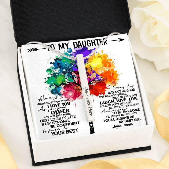 Colorful Tree As You Grow Older Vertical Stick Necklace Gift For Daughter