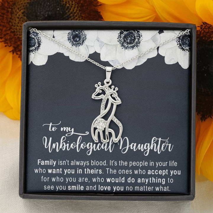 Family Isn't Always Blood Giraffe Couple Necklace Gift For Unbiological Daughter