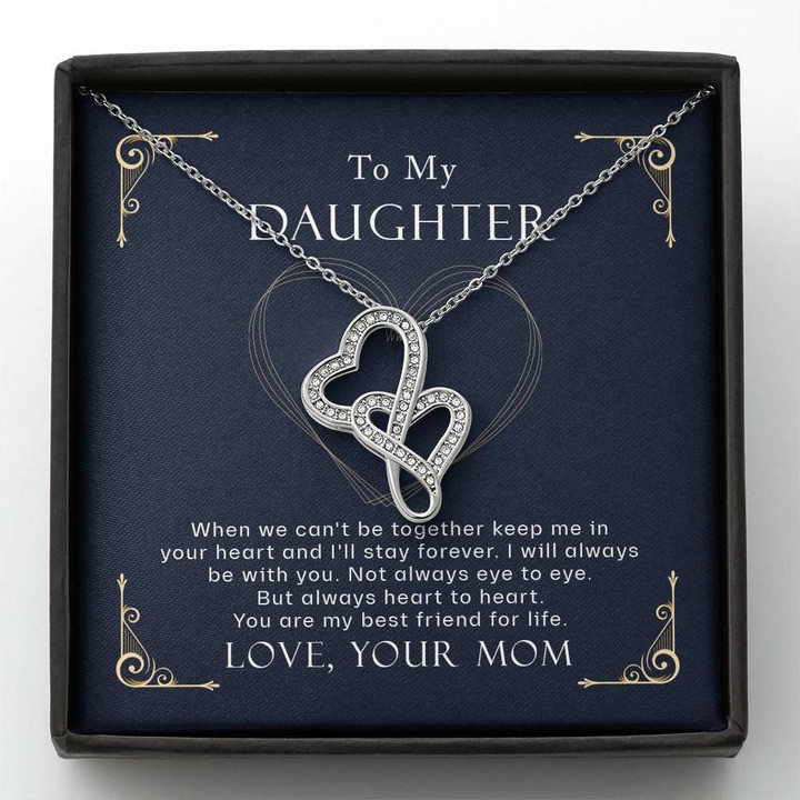 Gift For Daughter You Are My Best Friend For Life Double Hearts Necklace
