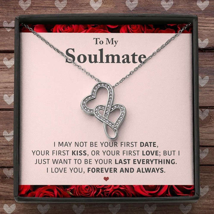 I Love You Forever And Always Soulmate Gift For Her Double Hearts Necklace
