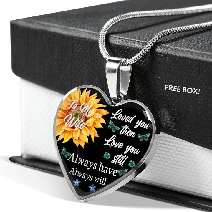 Sunflower Always Will Love You Stainless Heart Pendant Necklace Gift For Women