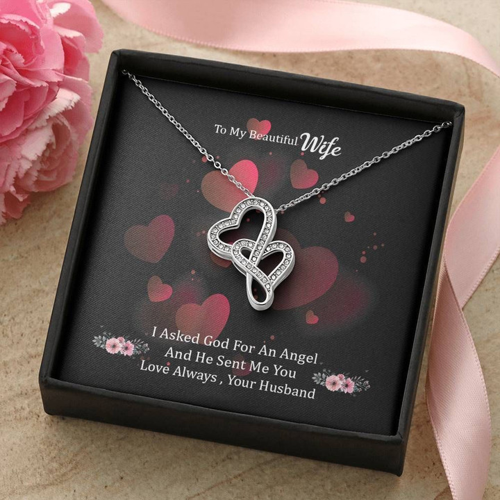 God Sent Me You Double Hearts Necklace Gift For Wife