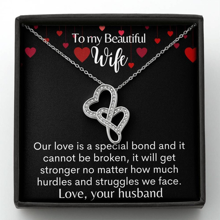 To Wife Our Love Cannot Be Broken Double Hearts Necklace Gift For Her