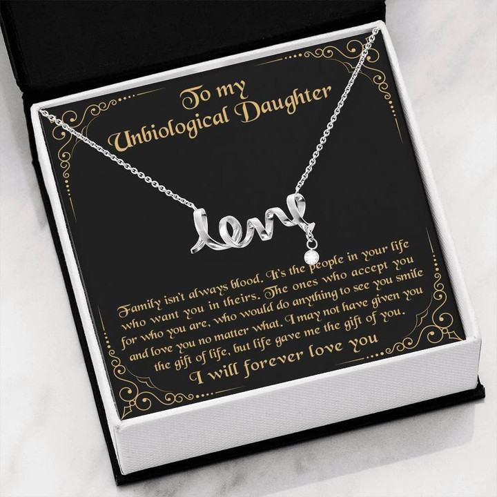 The Gift Of You Black Background Scripted Love Necklace Gift For Daughter Bonus Daughter