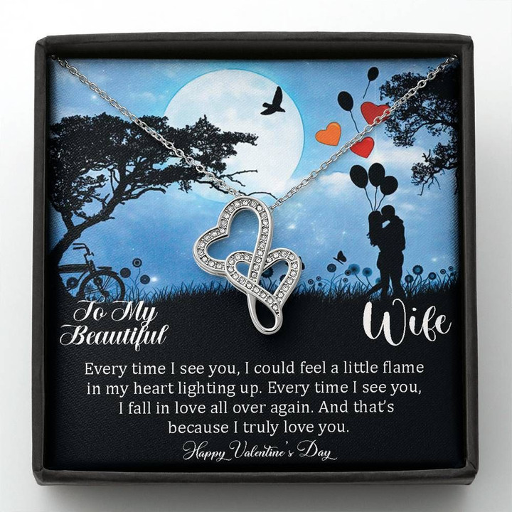 Double Hearts Necklace Gift For Wife Every Time I See You