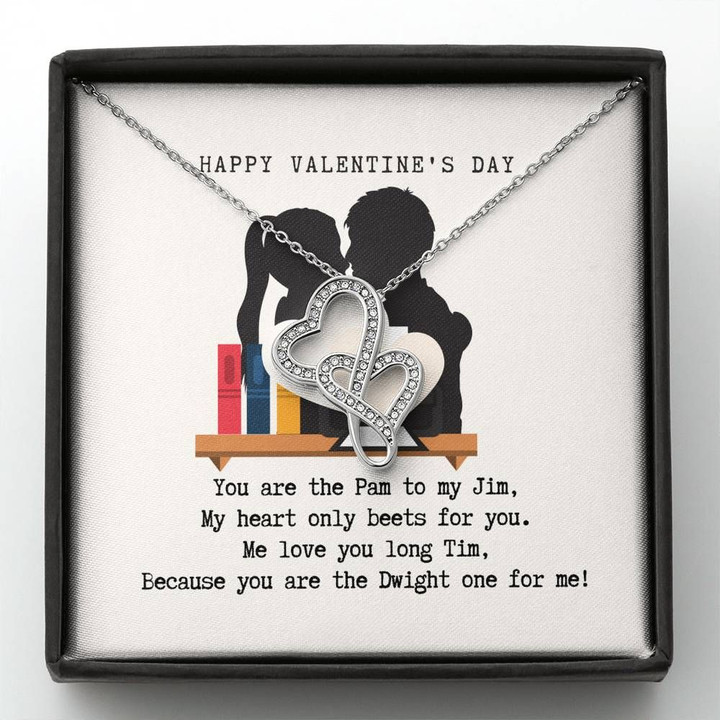 You Are The Pam To My Jim Valentine's Day Gift For Her Double Hearts Necklace