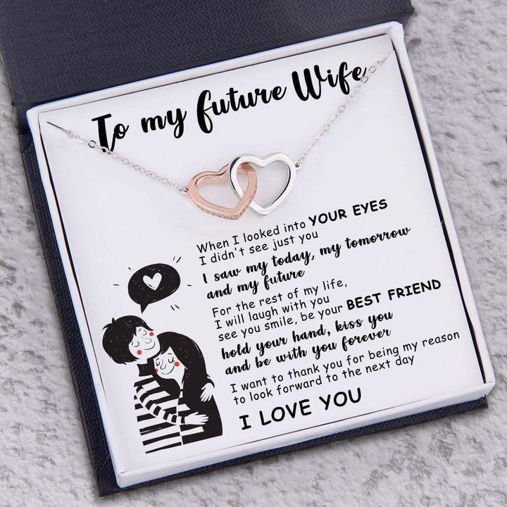 I Love You Gift For Wife Future Wife Interlocking Hearts Necklace