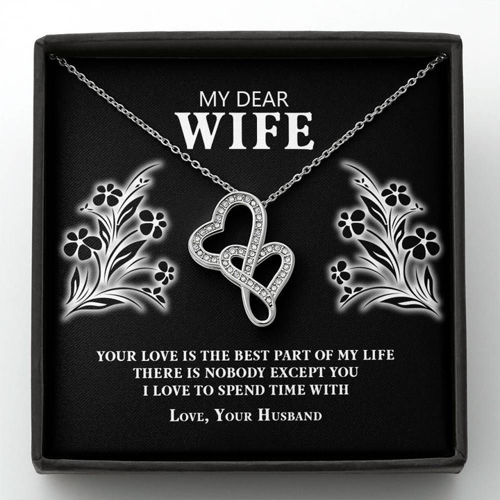 I Love To Spend Time With You Gift For Wife Double Hearts Necklace