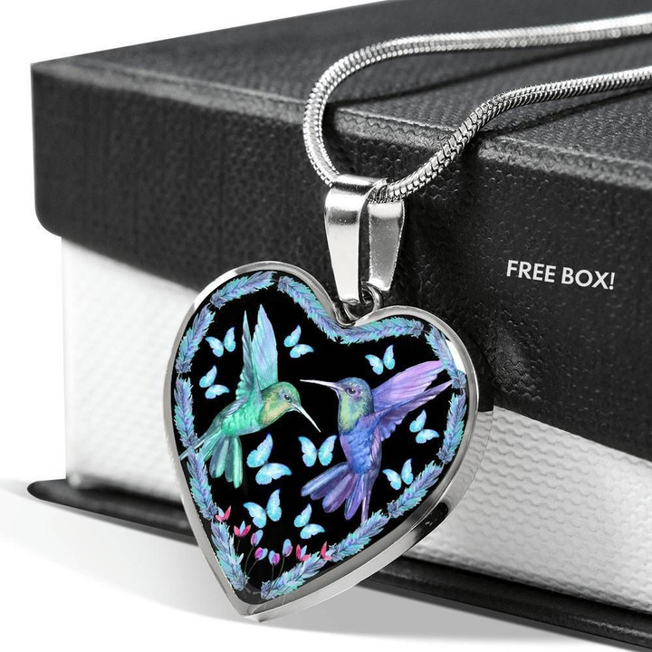 Spiritual Hummingbird Gift For Daughter Stainless Heart Pendant Necklace