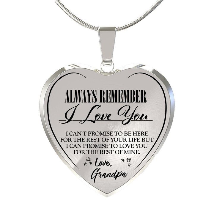 Birthday Gift Always Be There Love Grandpa Heart Pendant Necklace
