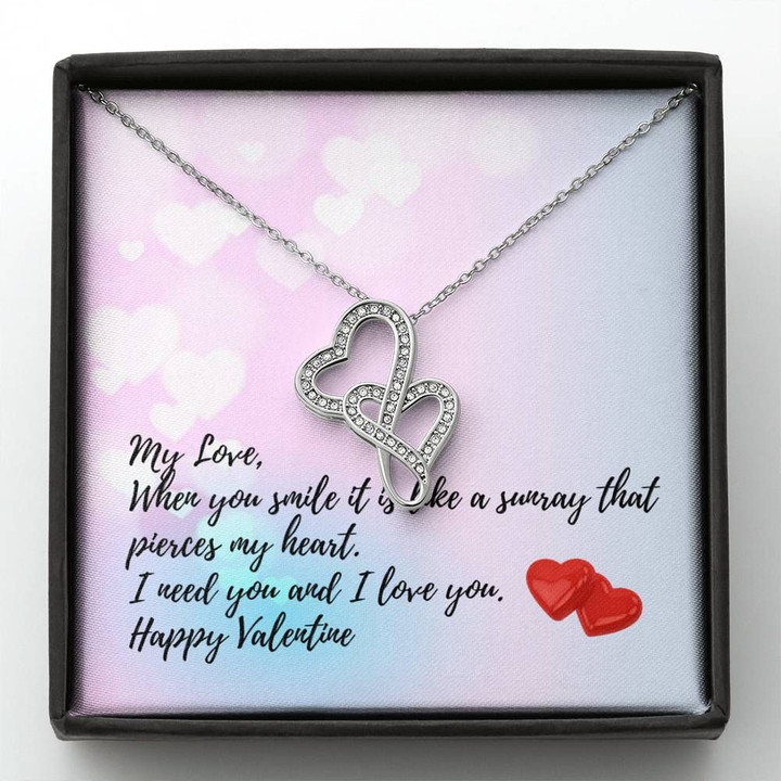 I Need You And I Love You Gift For Her Double Hearts Necklace