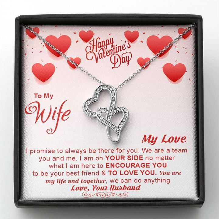 We Are A Team You And Me Gift For Wife Double Hearts Necklace