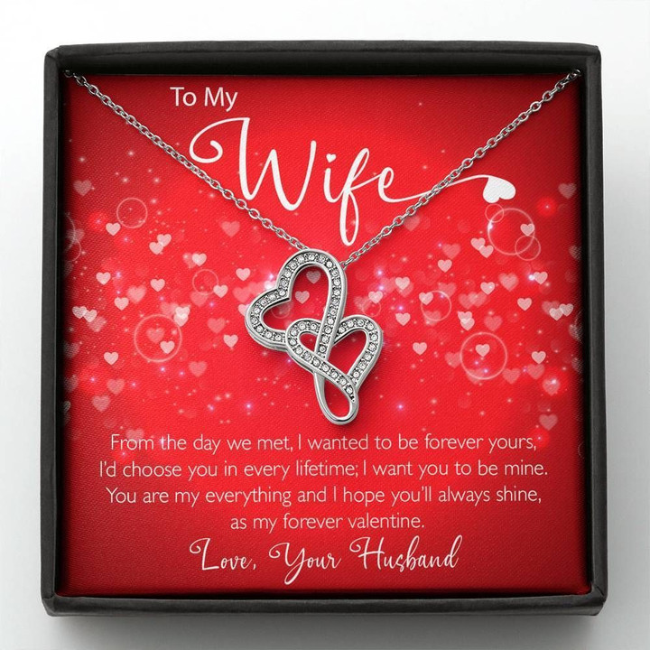 From The Day We Met Double Hearts Necklace Gift For Wife