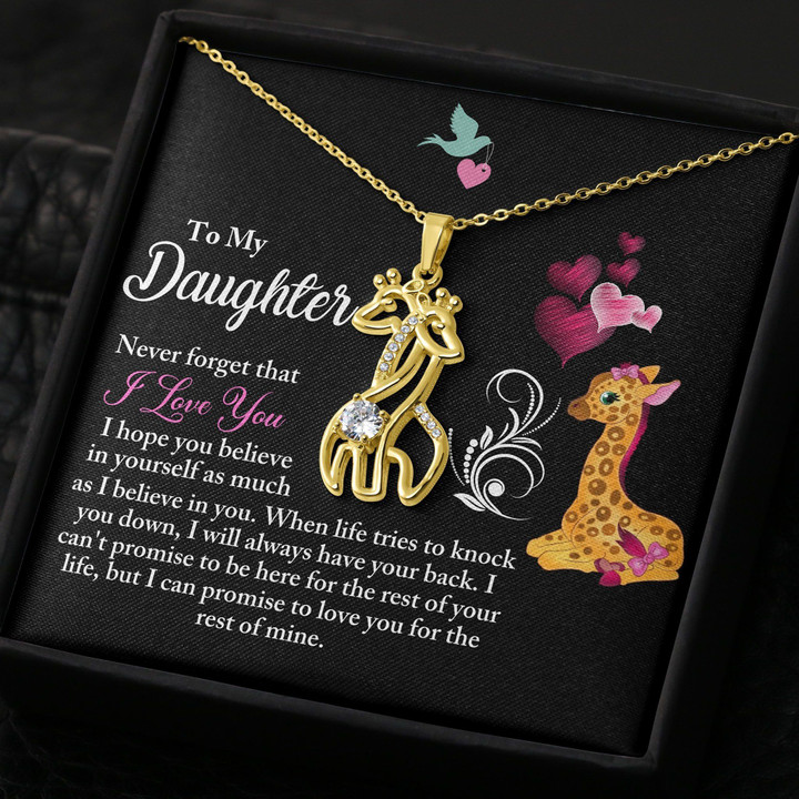 Never Forget That I Love You Gift For Daughter 18K Gold Giraffe Couple Necklace