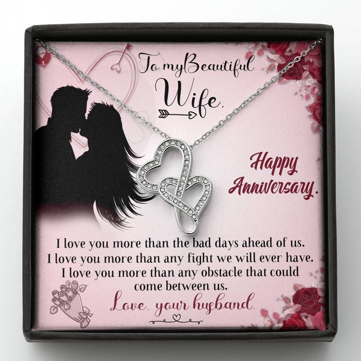 Love You More Than The Bad Days Double Hearts Necklace Gift For Wife