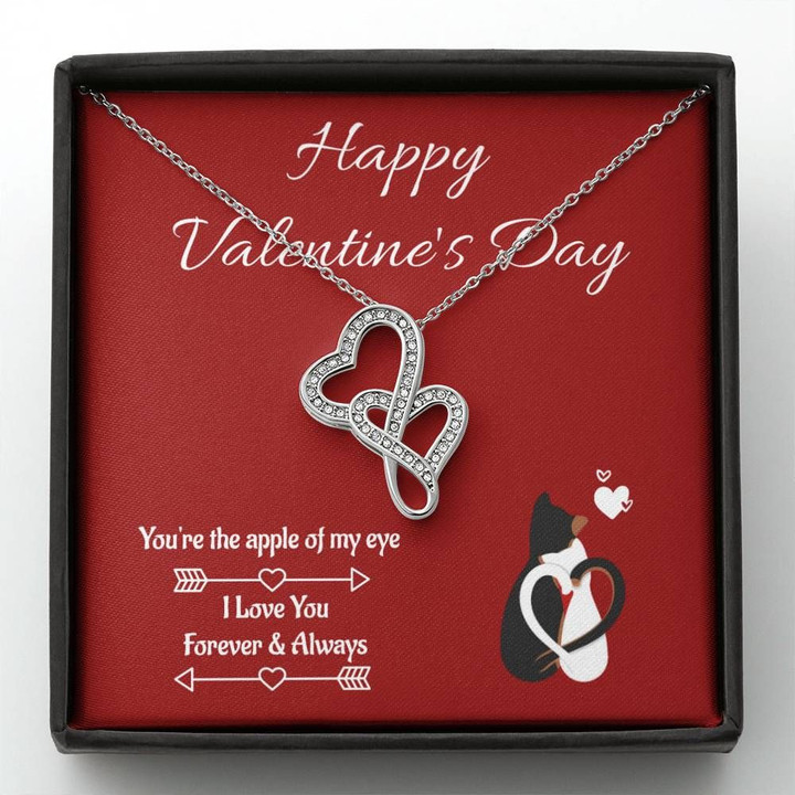 You Are The Apple In My Eyes Gift For Her Double Hearts Necklace