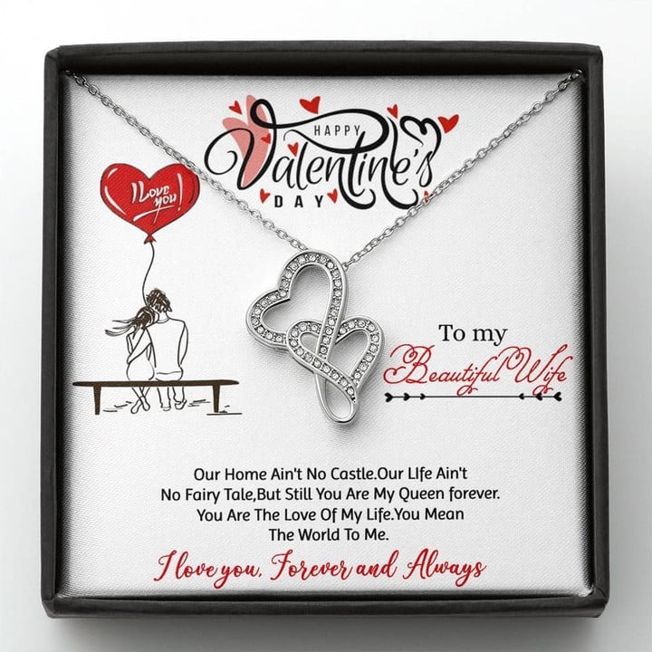 The Love Of My Life Double Hearts Necklace Valentine Gift For Wife