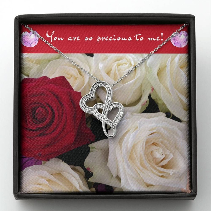 You Are So Precious To Me Roses Gift For Her Double Hearts Necklace