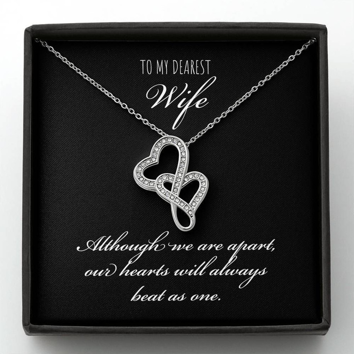 Our Hearts Will Always Beats As One Gift For Dearest Wife Double Hearts Necklace