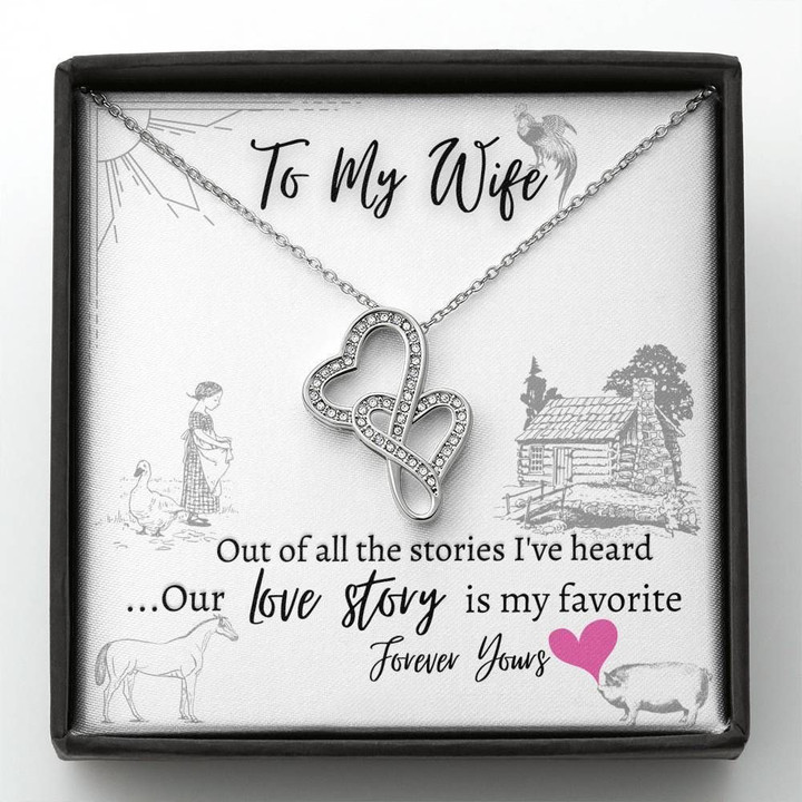 Out Of All The Stories Double Hearts Necklace Gift For Wife
