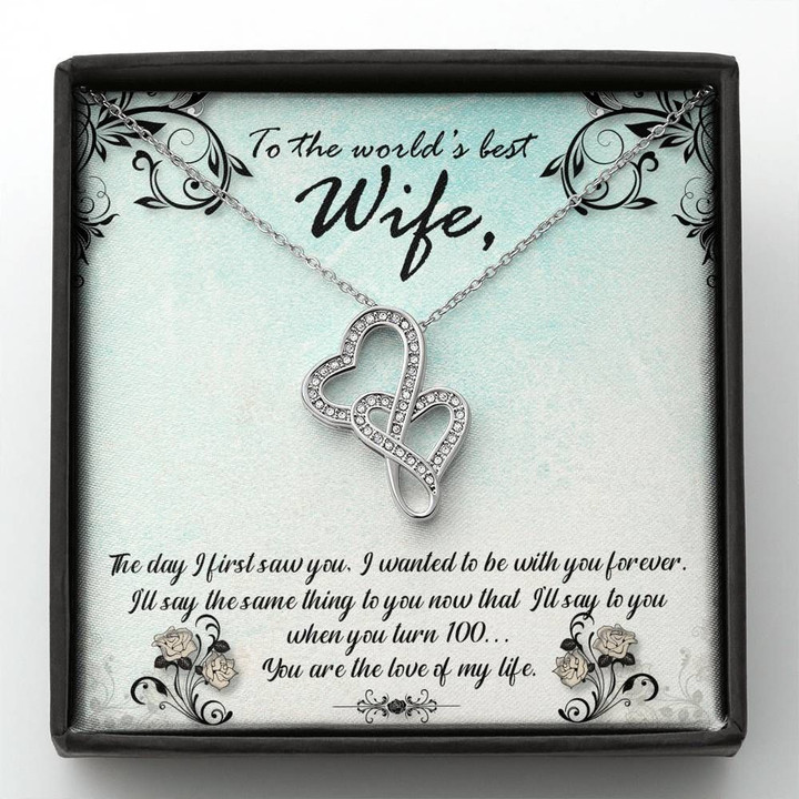 Gift For Wife I Wanted To Be With You Forever Double Hearts Necklace