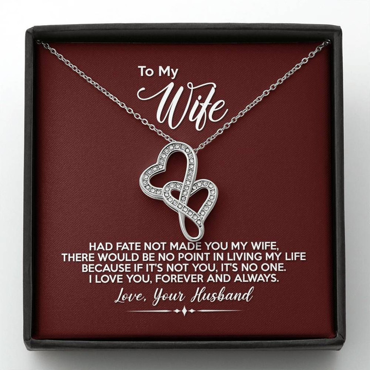 If It's Not You It's No One Burgundy Gift For Wife Double Hearts Necklace