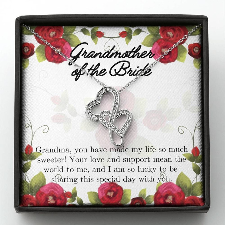 Gift For Grandmother Of The Bride Your Love And Support Mean The World To Me Double Hearts Necklace