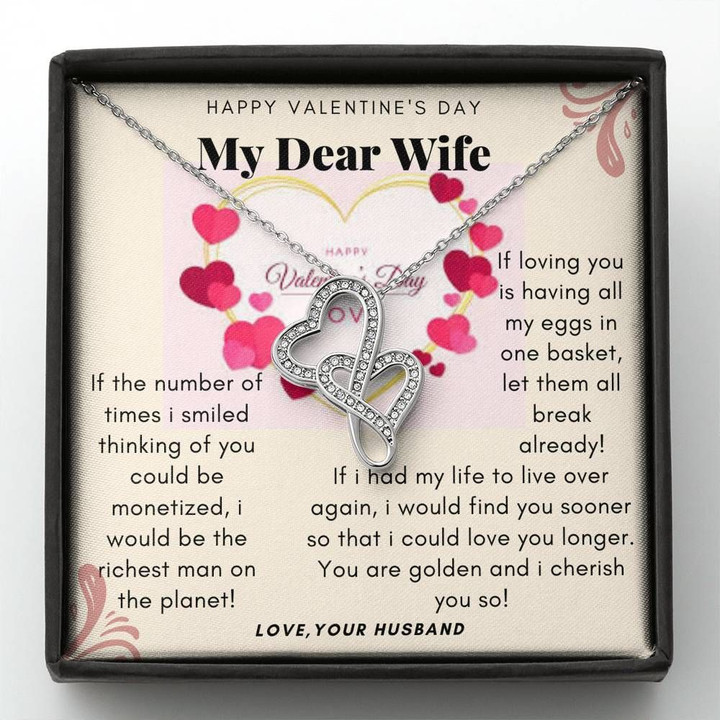 I Cherish You So Gift For Wife Double Hearts Necklace