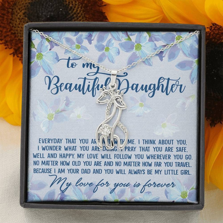 You Will Always Be My Little Girl Giraffe Couple Necklace Gift For Daughter