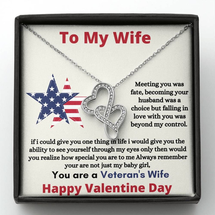 Gift For Veteran's Wife Falling In Love With You Double Hearts Necklace
