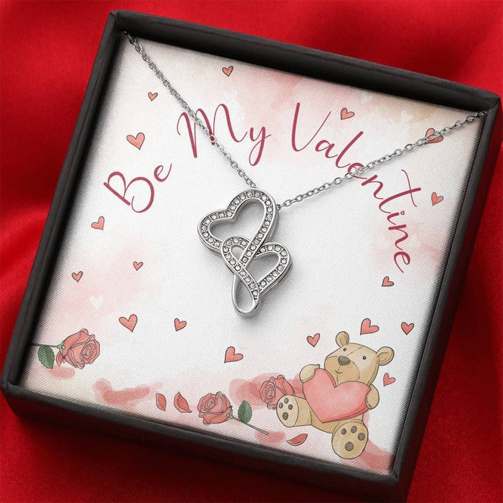 Be My Valentine Gift For Her Double Hearts Necklace