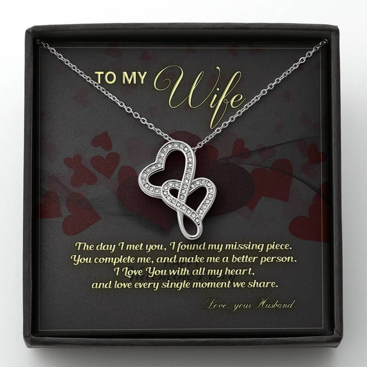 Love You With All My Heart Double Hearts Necklace Gift For Wife