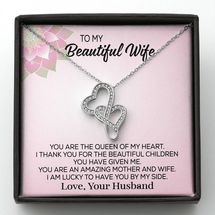 The Queen Of My Heart Double Hearts Necklace Gift For Wife