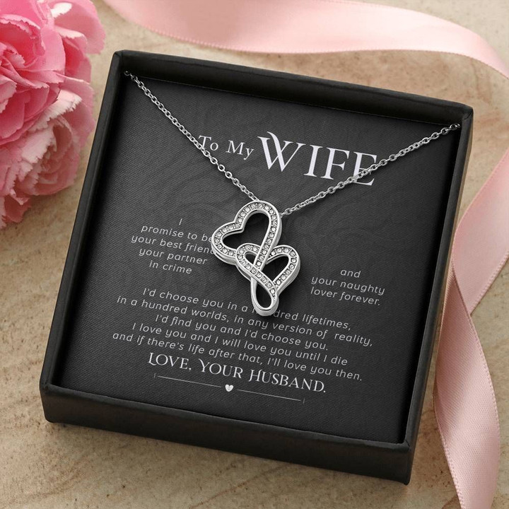 Double Hearts Necklace Husband Gift For My Wife I Will Love You Then