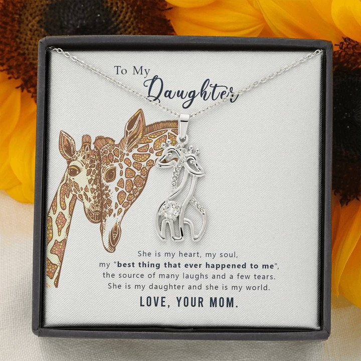 She Is My Heart Giraffe Couple Necklace Gift For Daughter