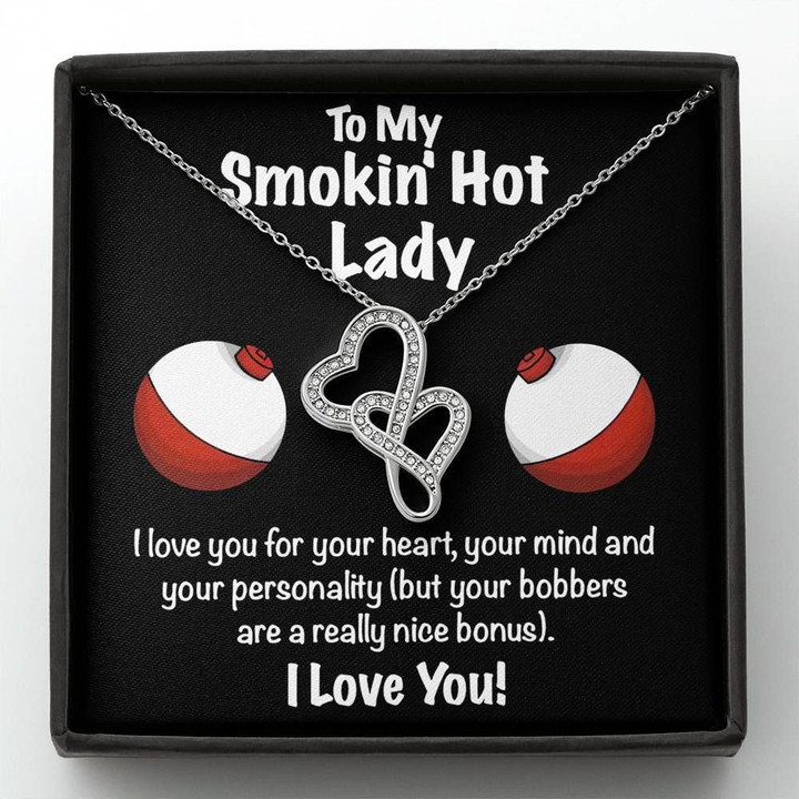 Love You For Your Heart Double Hearts Necklace Gift For Smokin Hot Lady