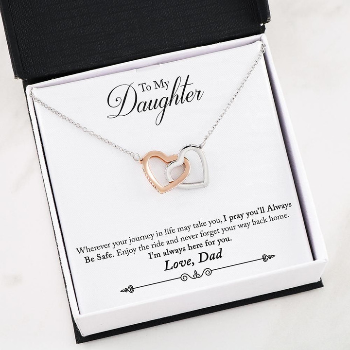 You Will Always Be Safe Gift For Daughter Interlocking Hearts Necklace