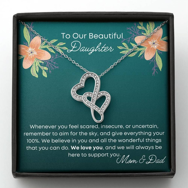 Gift For Our Beautiful Daughter We Will Always Be There To Support You Double Hearts Necklace