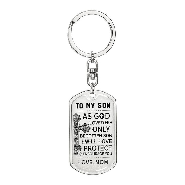 Mom Gift For Son I Will Love You Stainless Dog Tag Pendant Keychain
