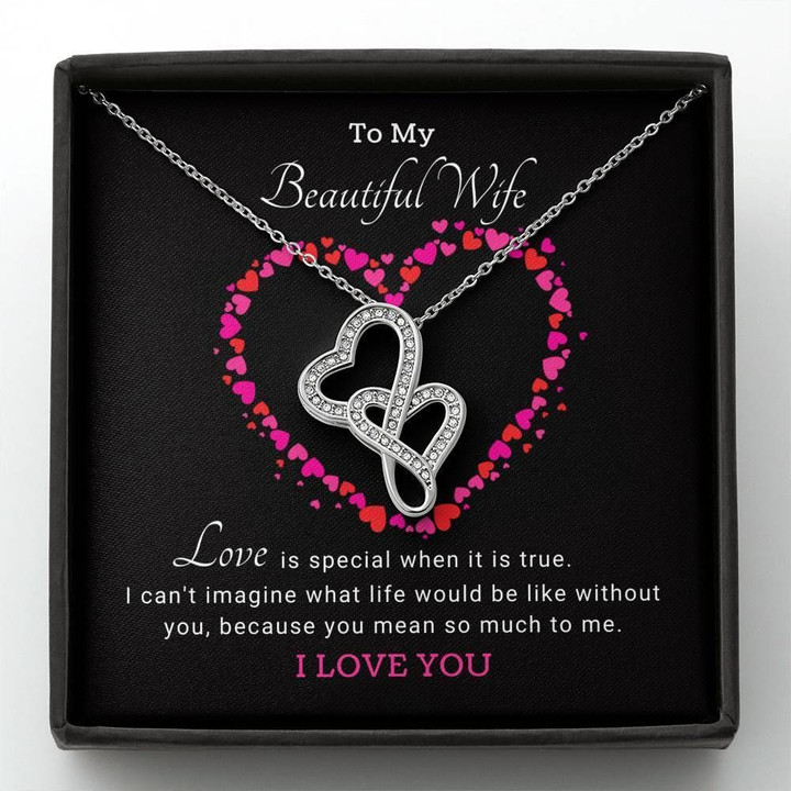 Love Is Special Double Hearts Necklace Gift For Wife