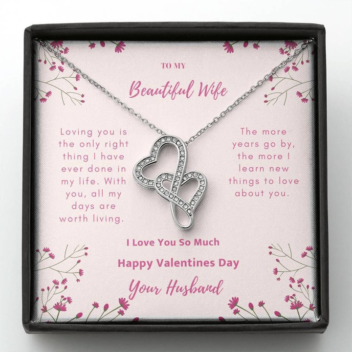 Loving You Is The Only Right Thing Double Hearts Necklace Gift For Wife