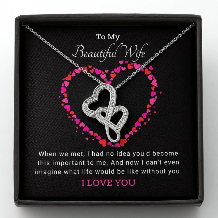 Lovely Heart Shaped I Love You Gift For Wife Double Hearts Necklace