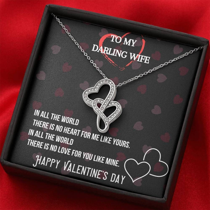 In All The World Double Hearts Necklace Gift For Wife