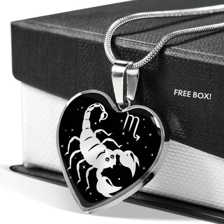 Scorpio Zodiac Stainless Heart Pendant Necklace Gift For Scorpio Girls