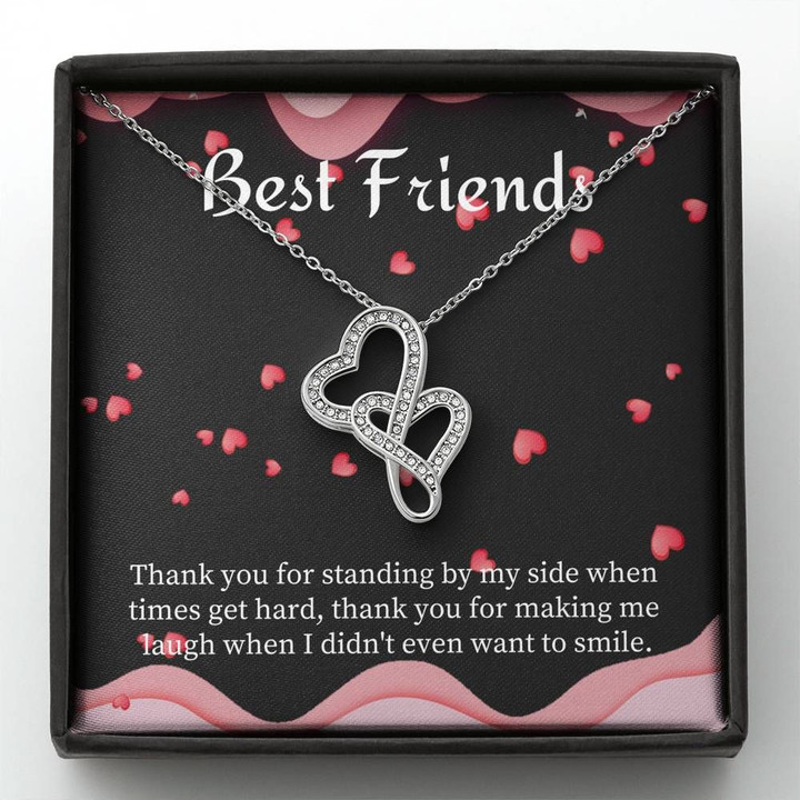 Thank You For Standing By My Side Gift For Bff Double Hearts Necklace