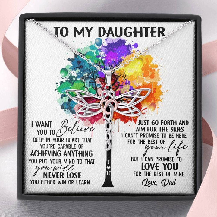 Colorful Tree You Will Never Lose Dragonfly Dreams Necklace Gift For Daughter