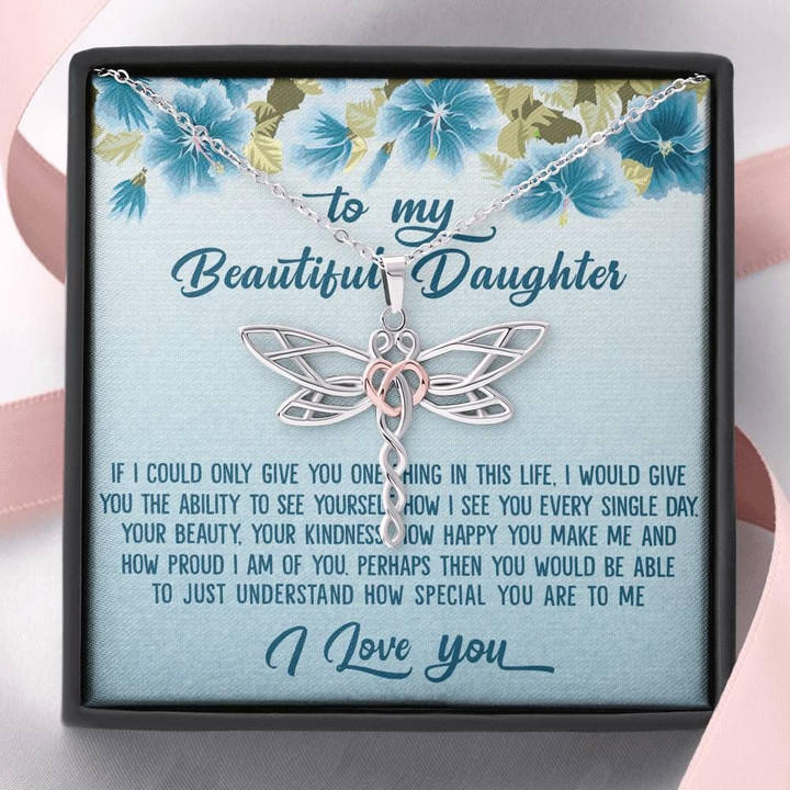 How Proud I Am Blue Hibiscus Dragonfly Dreams Necklace Gift For Daughter