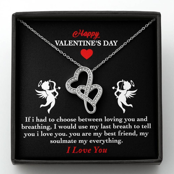 You Are My Soulmate My Everything Double Hearts Necklace Gift For Wife
