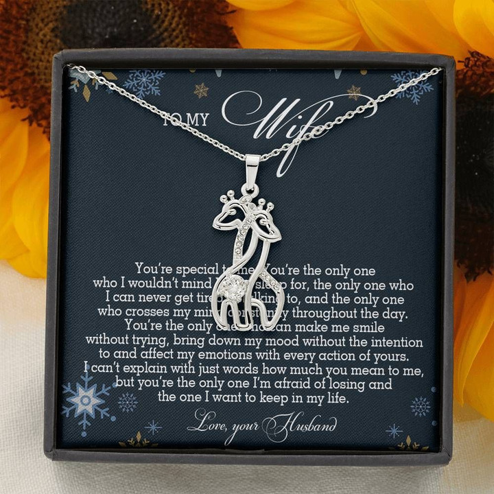 Gift For Wife How Much You Mean To Me Giraffe Couple Necklace
